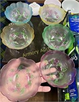 6 FLORAL DECORATED GLASS BOWLS