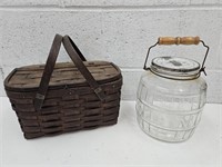 8" h Gal ? SZ Pickle Jar w Lid & Lunch Basket