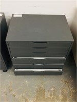 grey multi drawer cabinet on castors