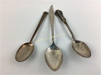 (3) sterling teaspoons, one with bent bowl. 63