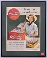 Framed Coca-Cola Ad, 1938, 13" x 16"