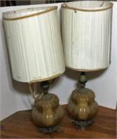 Pair of Vintage Table Lamps with Metal &