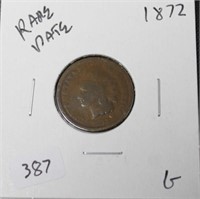 1872 INDIAN HEAD CENT  G RARE DATE