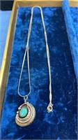 Turquoise necklace / extra long chain - 16 inches