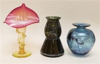 (3) pcs Modern to Victorian Art Glass Vases