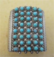 Zuni SS Turquoise Petit Point Ring - Tested