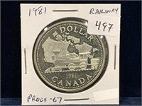 1981  Can Silver Dollar  PF67  Railway