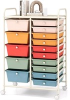 COSTWAY 15 Drawers Storage Cart, Multipurpose Roll