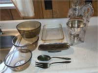 Anchor mixing bowls, casserole dish, Silver plated