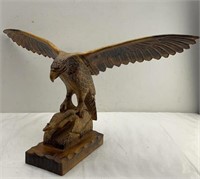 Vintage Hand Carved Wooden Eagle 15.5x31x10in
