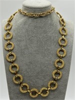 1970's Gold Tone Fancy Textured Long Necklace