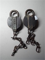 (2) Antique Brass padlock Twin Falls Canal Co. #2