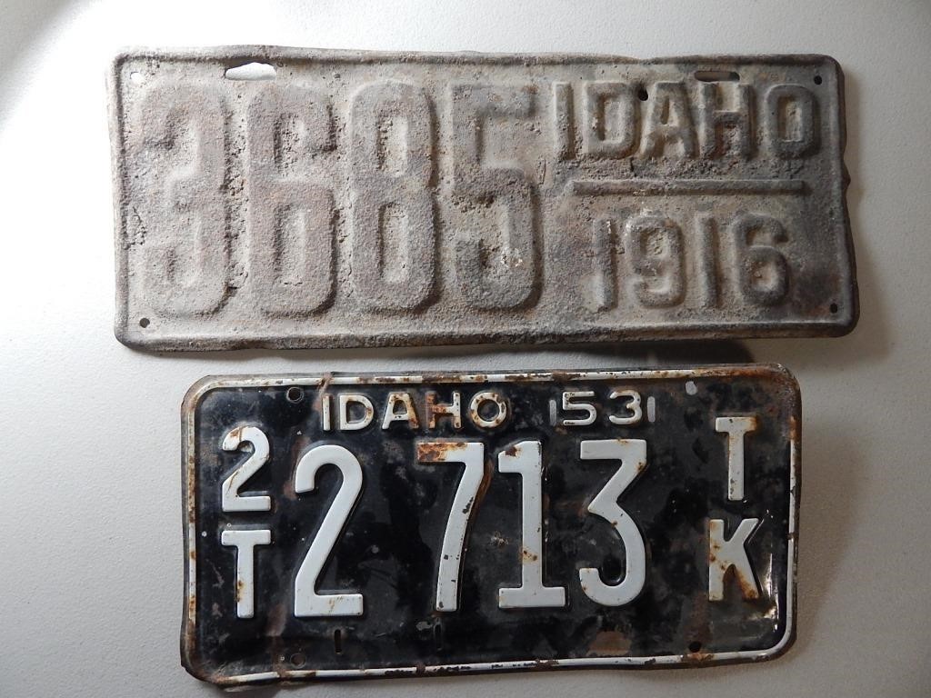 1916 Idaho License Plate & 53 Truck Plate