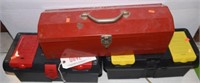 3 tool boxes with Craftsman tools inside