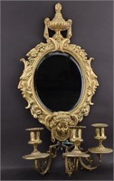 Brass Figural Girandole Mirror