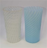 2 Vintage Blue & White Swirl Highball Glasses
