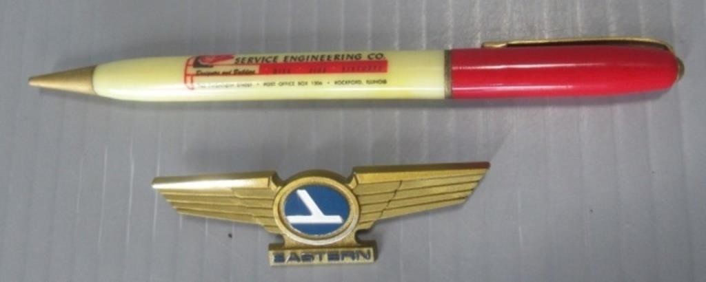 Eastern Airline pin and Service Engineering ink