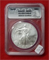 2009 American Eagle ANACS MS69 1 Ounce Silver