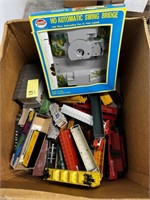 Box of Old Train Cars & Accessories