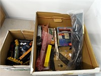 2 Boxes of Old Train Cars & Accessories