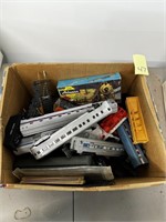 Box of Old Train Cars & Accessories