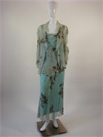 Vintage Silk Chiffon 2 Pc Maxi Dress