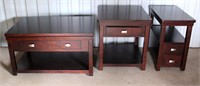 Set of (3) Side Living Room Tables, Dk Wood