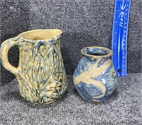 Stoneware glass Vase and small pitcher