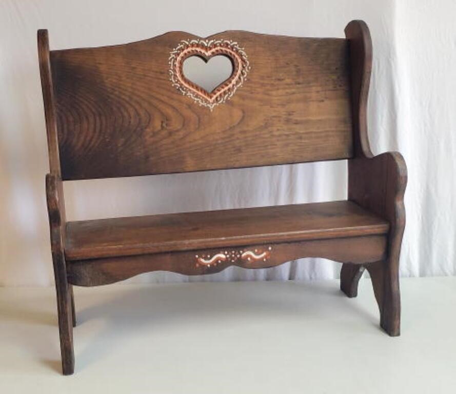 Rustic Country Child's Bench heart motif