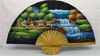 40" hand painted bamboo fan