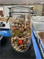 Jar of wood marbles