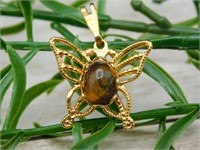 TIGERS EYE BUTTERFLY PENDANT ROCK STONE LAPIDARY S