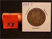 1909 S US Half Dollar 90% Silver