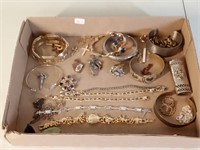 flat of costume jewelry vtg & modern