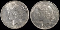 1922 (XF/AU) & 1923 (AU) PEACE DOLLARS