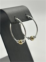 Sterling & Gold Vermeil Fancy Hoop Earrings