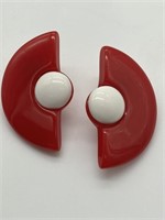 1950's Red & White Acrylic Earrings