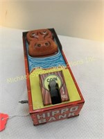 VINTAGE TIN LITHO MECHANICAL WIND UP HIPPO BY YONE