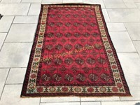 ORIENTAL WOOL CARPET - RED, BLACK AND GREEN