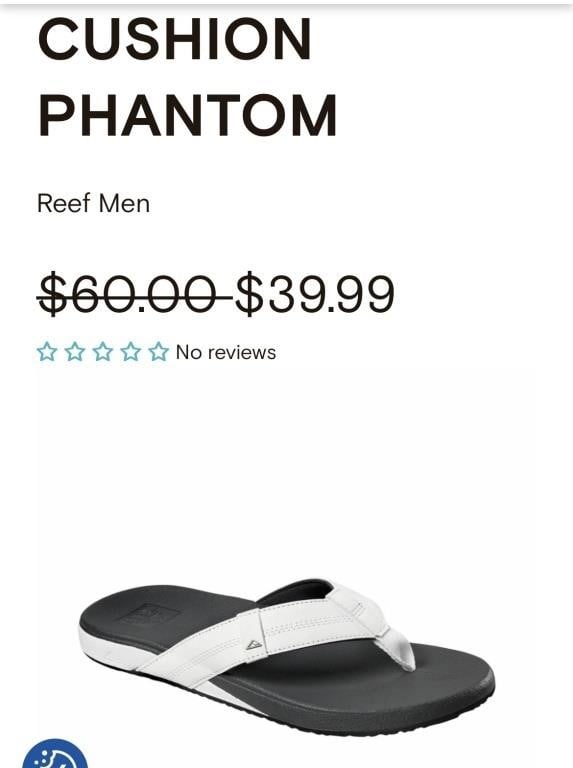 Size 9 men’s reef CUSHION PHANTOM sandal - white