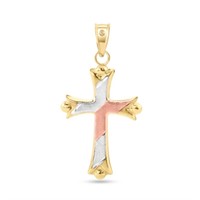 14 Kt- Tri Color Gold Cross Pendant