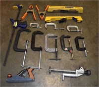 8 C clamps, DeWalt DW7231, Quick Grip, plane, etc.