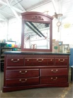 Dynamic Furniture 7 Drawer Dresser with Mirror,