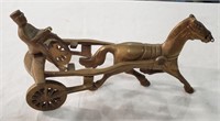 Vintage Solid Brass Horse and Harness Racer