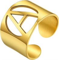 KeyStyle Letter Cuff Ring for Women, GoldChic Adj