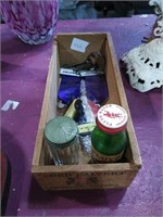 Small wooden box with goodies.