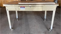 Vtg Metal Rolling Shop Garage Table Desk