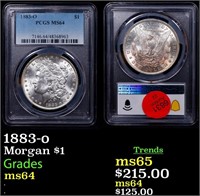 PCGS 1883-o Morgan Dollar $1 Graded ms64 By PCGS