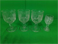 Set of 3 Stemware Glasses and 1 Small Glass