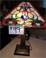 Tiffany Style Stained Glass Lamp 24” tall